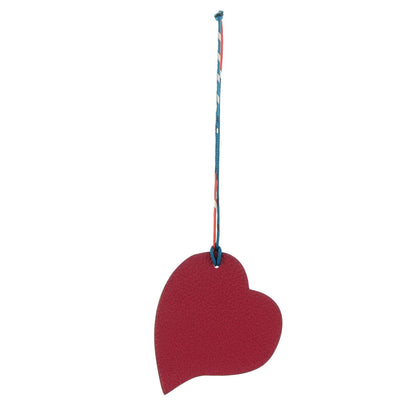 Hermes Togo Epsom Petit H Heart Bag Charm Rubis Orange 1 of 5