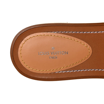 Louis Vuitton Damier Azur Vachetta Lock Flat Mule 37 7 of 8