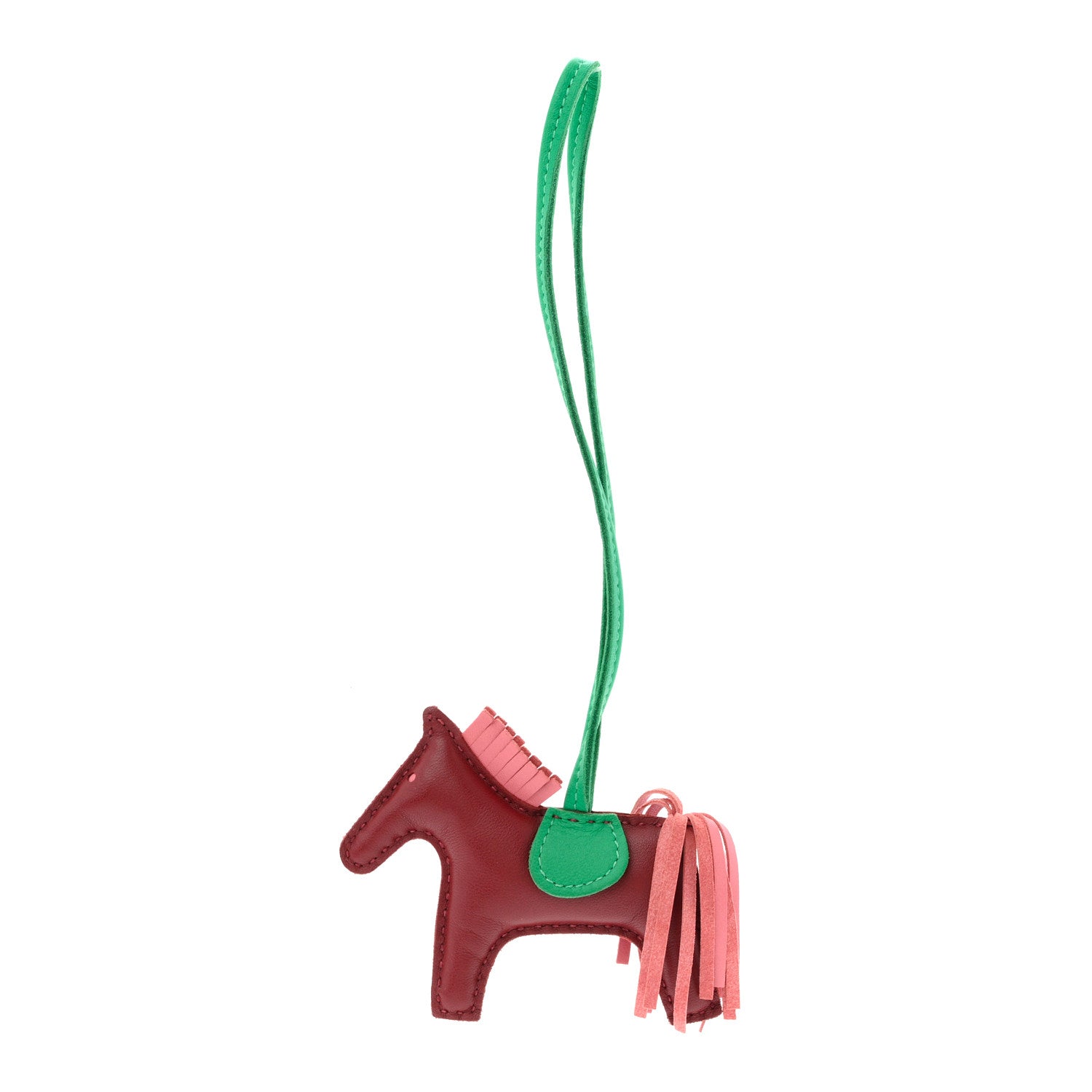 Hermes Milo Lambskin Grigri Rodeo Horse Bag Charm PM Rouge H Rose Indien Menthe 1 of 5