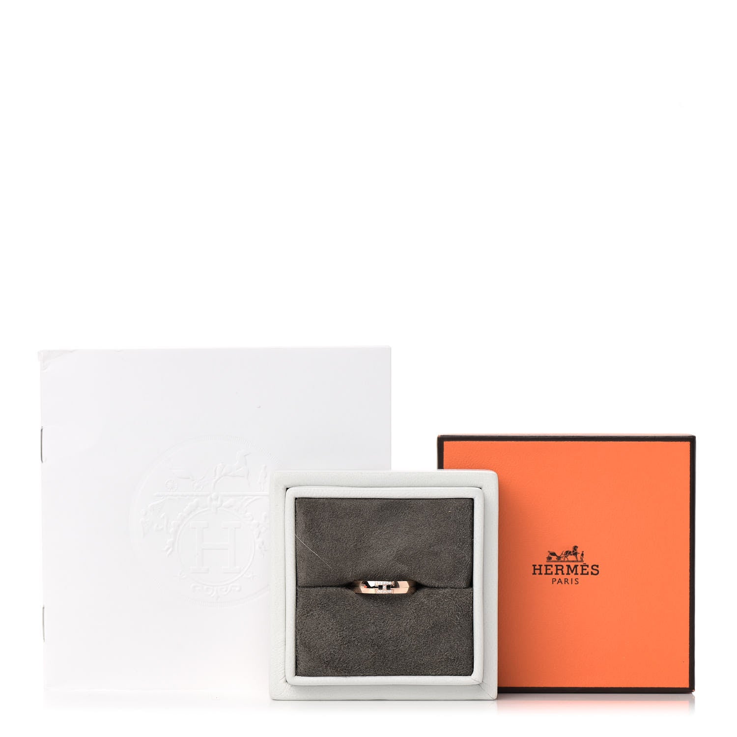 Hermes 18K Rose Gold Diamond Ever Herakles Wedding Band Ring 51 5.75 5 of 5