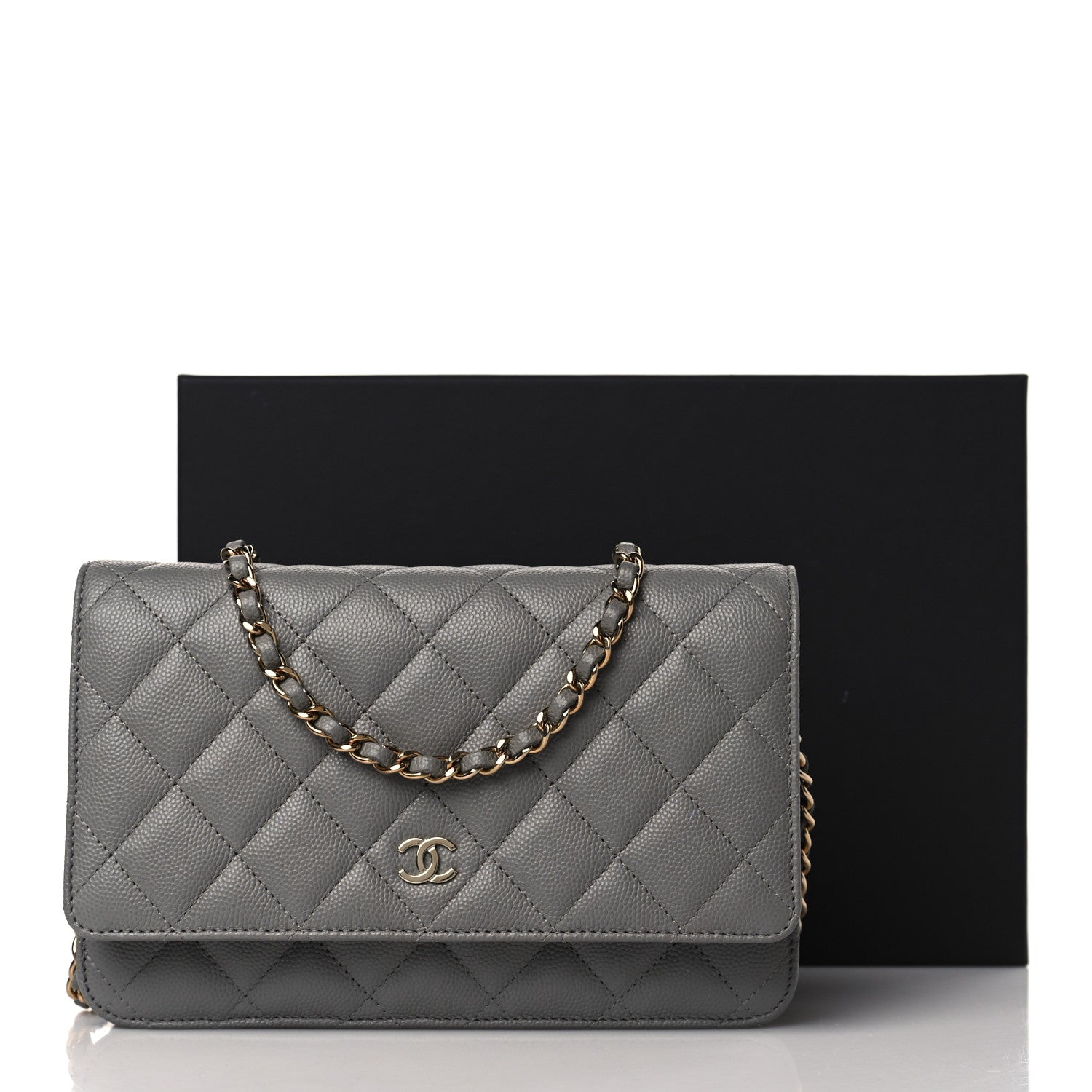 Chanel Caviar Quilted Wallet On Chain WOC Grey 11 of 11