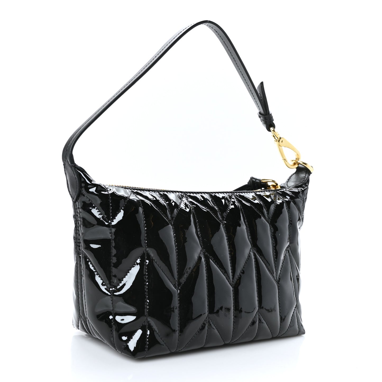 Iridescent Fabric Quilted Mini Spirit Ciré Bag Black