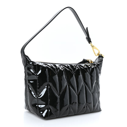 Miu Miu Iridescent Fabric Quilted Mini Spirit Ciré Bag Black 3 of 9