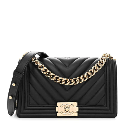 Chanel Lambskin Chevron Quilted Medium Boy Flap Black 1 of 11