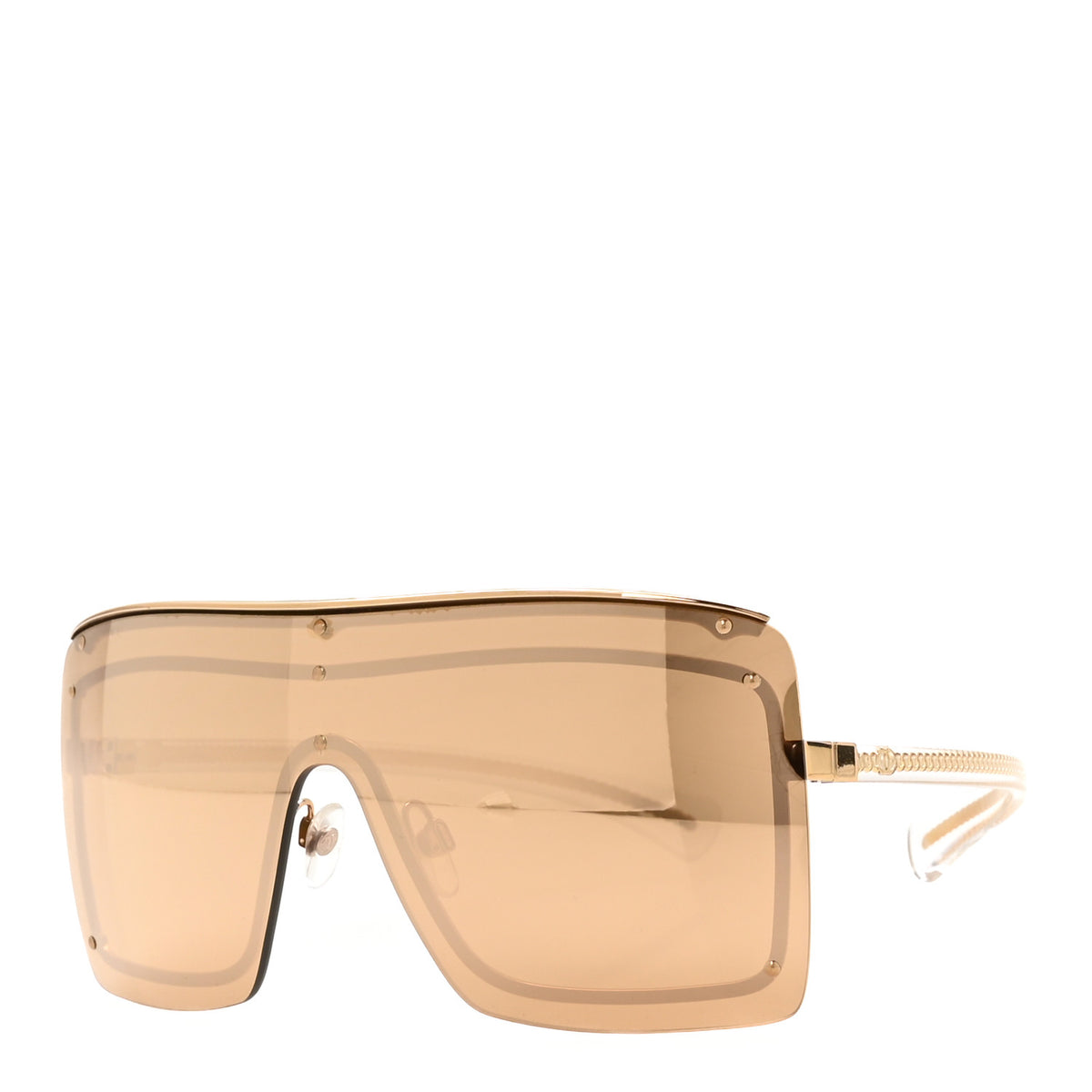 Rimless Shield Chain Sunglasses 71261 Brown Gold