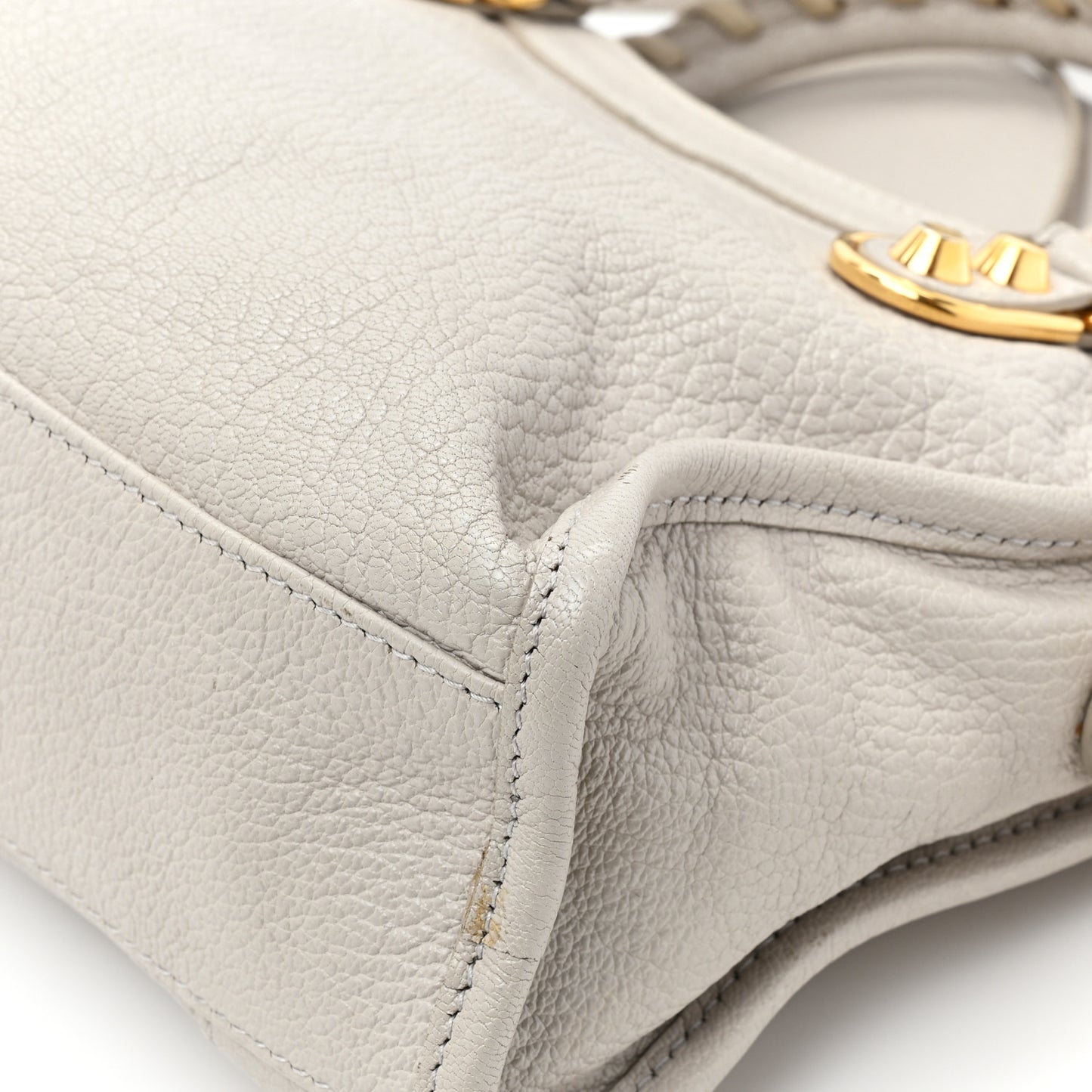 Chevre Gold Metallic Edge Hardware Mini City Gris Perle