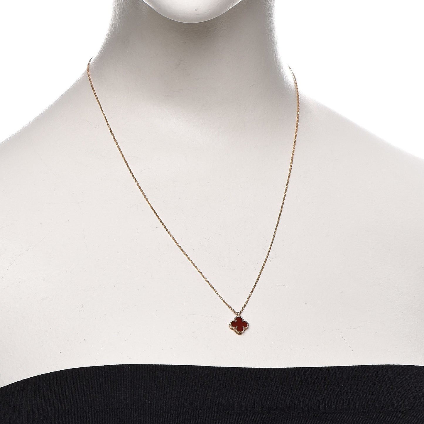 18K Rose Gold Carnelian Sweet Alhambra Pendant Necklace