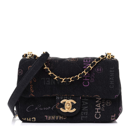 Chanel Denim Quilted Denim Mood Mini Rectangular Flap Black Multicolor 1 of 13