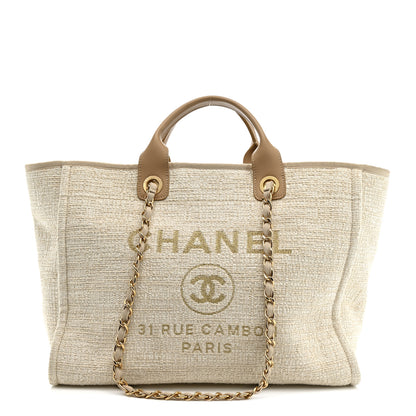 Chanel Canvas Medium Deauville Tote Light Beige 1 of 14