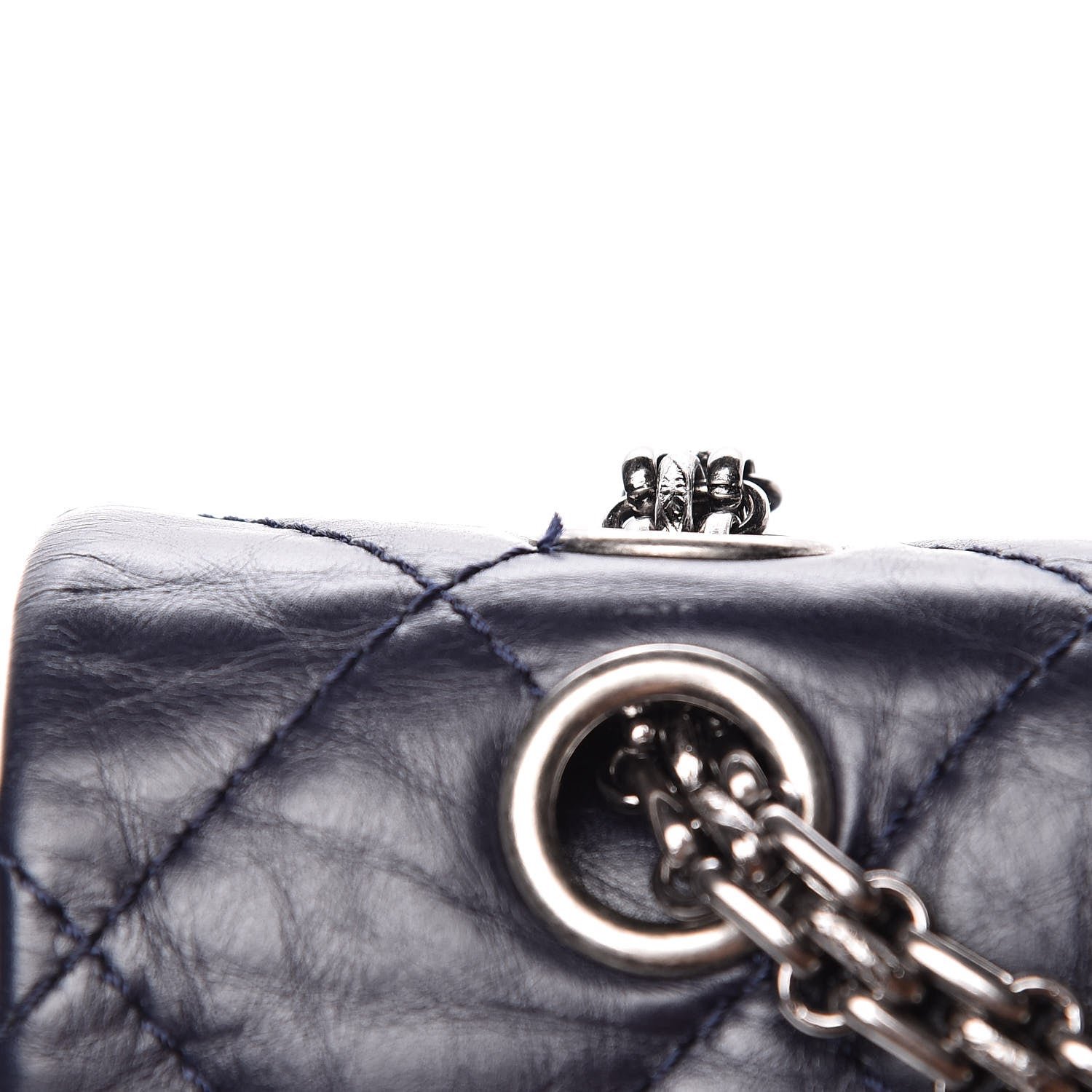 Chanel Aged Calfskin Quilted 2.55 Reissue 227 Flap Navy Blue 12 of 13