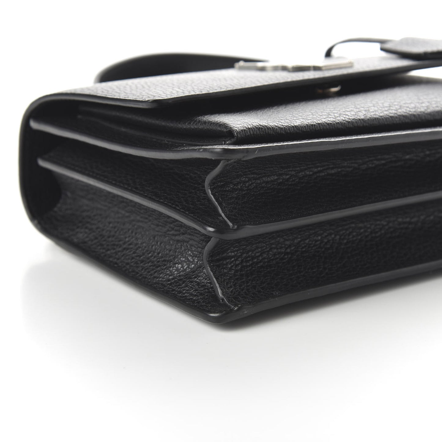 Grained Calfskin Medium Monogram Sunset Satchel Black