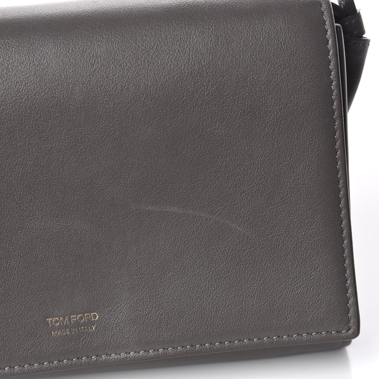 Calfskin Wallet On Crossbody Strap Grey