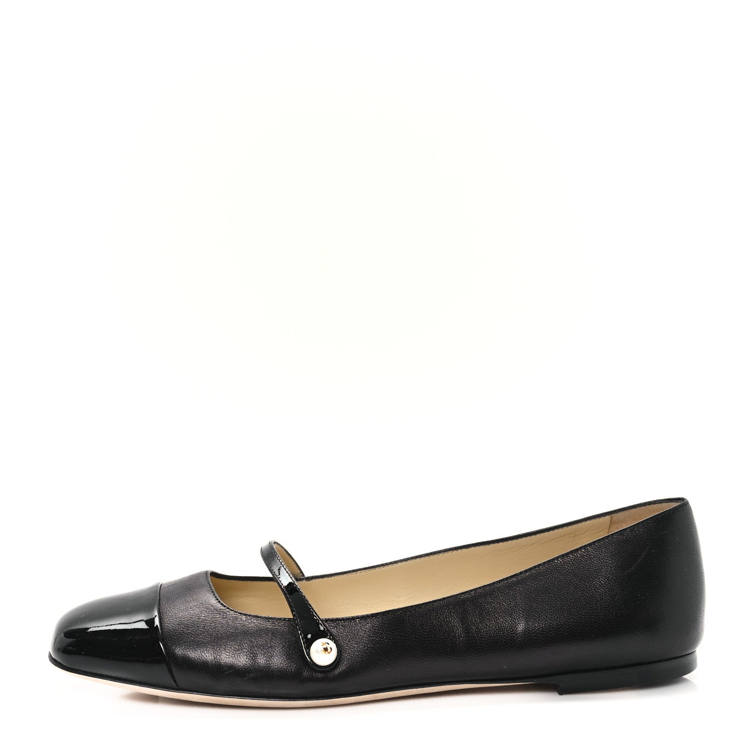 Jimmy Choo Lambskin Patent Elisa Mary Jane Flats 40 Black 1 of 8