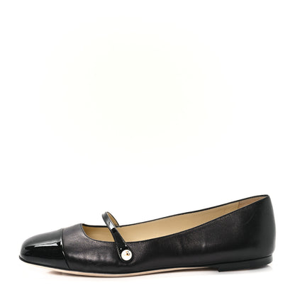 Jimmy Choo Lambskin Patent Elisa Mary Jane Flats 40 Black 1 of 8