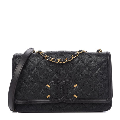 Chanel Caviar Quilted Medium CC Filigree Flap Black 1 of 10