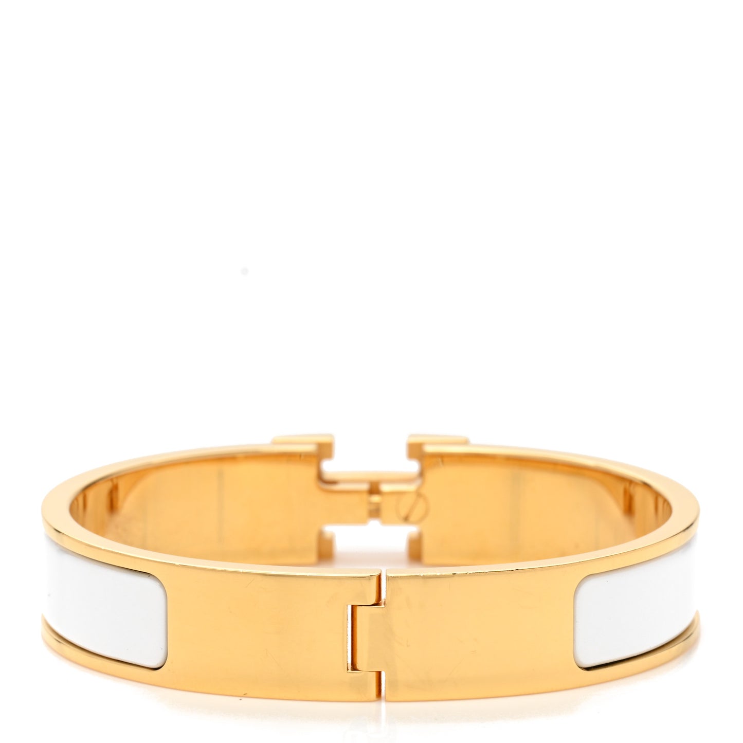 Enamel Narrow Clic Clac H Bracelet PM White
