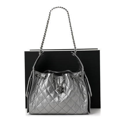 Chanel Metallic Caviar Quilted Small Chanel 25 Handbag Anthracite 12 of 12