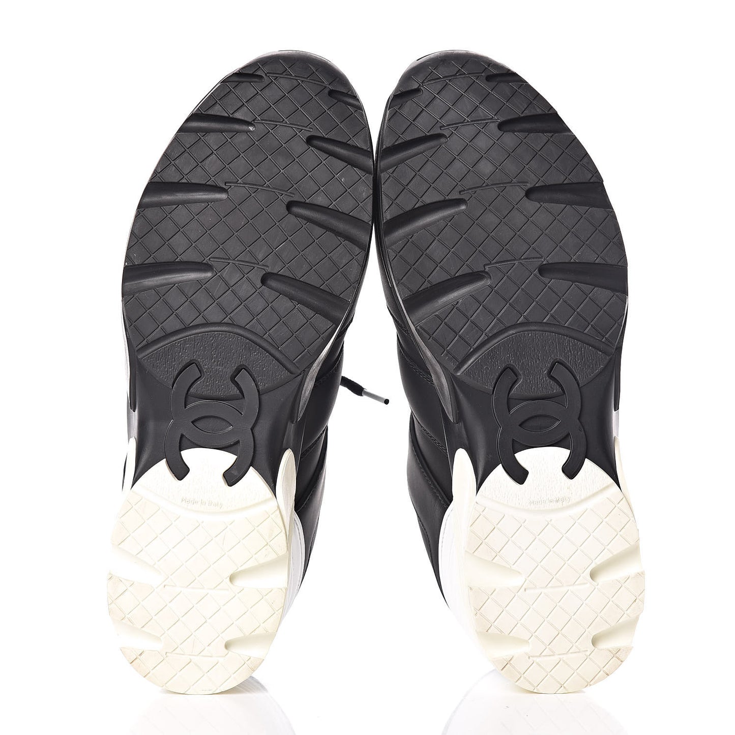 Calfskin Lambskin Womens CC Sneakers 39.5 Black White