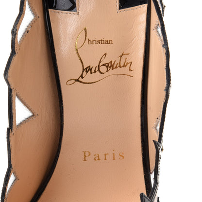 Christian Louboutin Shiny Nappa Patent Explorete 100 Pumps 36 White Black 6 of 7