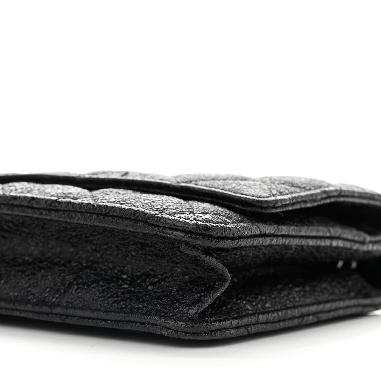 Chanel Crackled Calfskin Wallet On Chain WOC Black 10 of 12