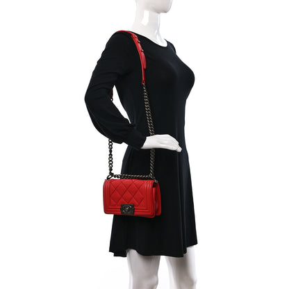 Chanel Calfskin Double Stitch Small Boy Flap Red 2 of 9