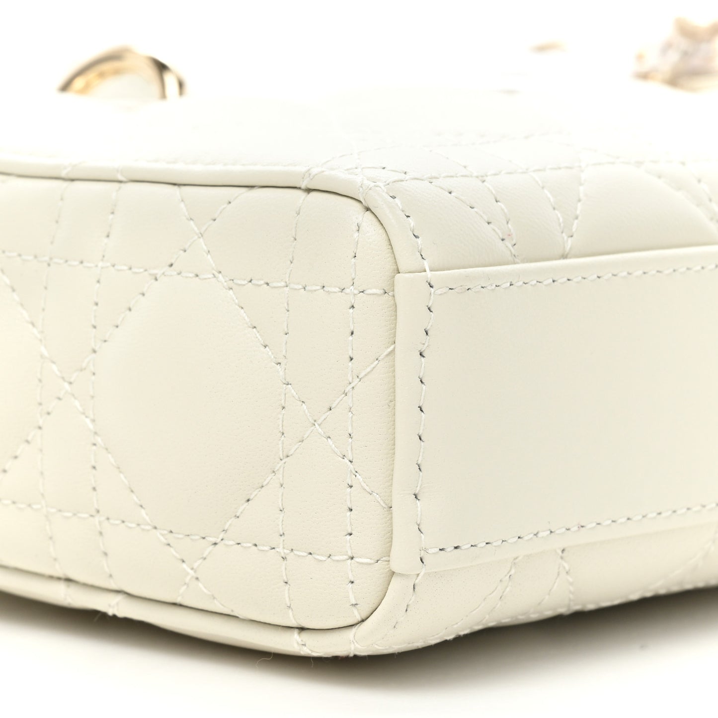 Lambskin Cannage Medium Lady D-Joy White