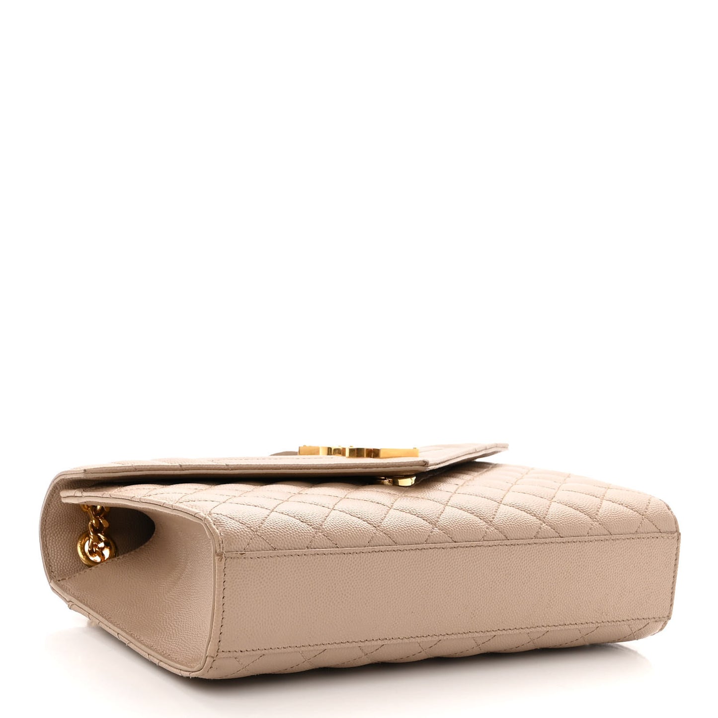 Grain De Poudre Textured Mixed Matelasse Medium Triquilt Monogram Satchel Dark Beige