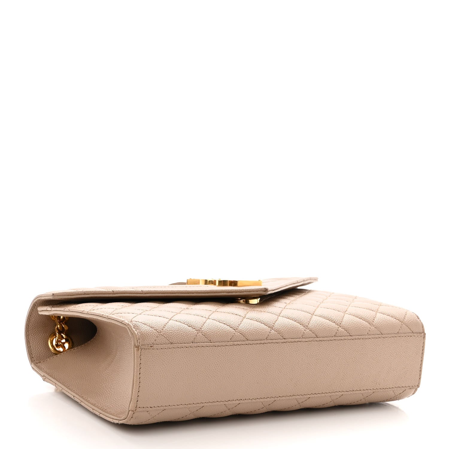 Saint Laurent Grain De Poudre Textured Mixed Matelasse Medium Triquilt Monogram Satchel Dark Beige 4 of 12