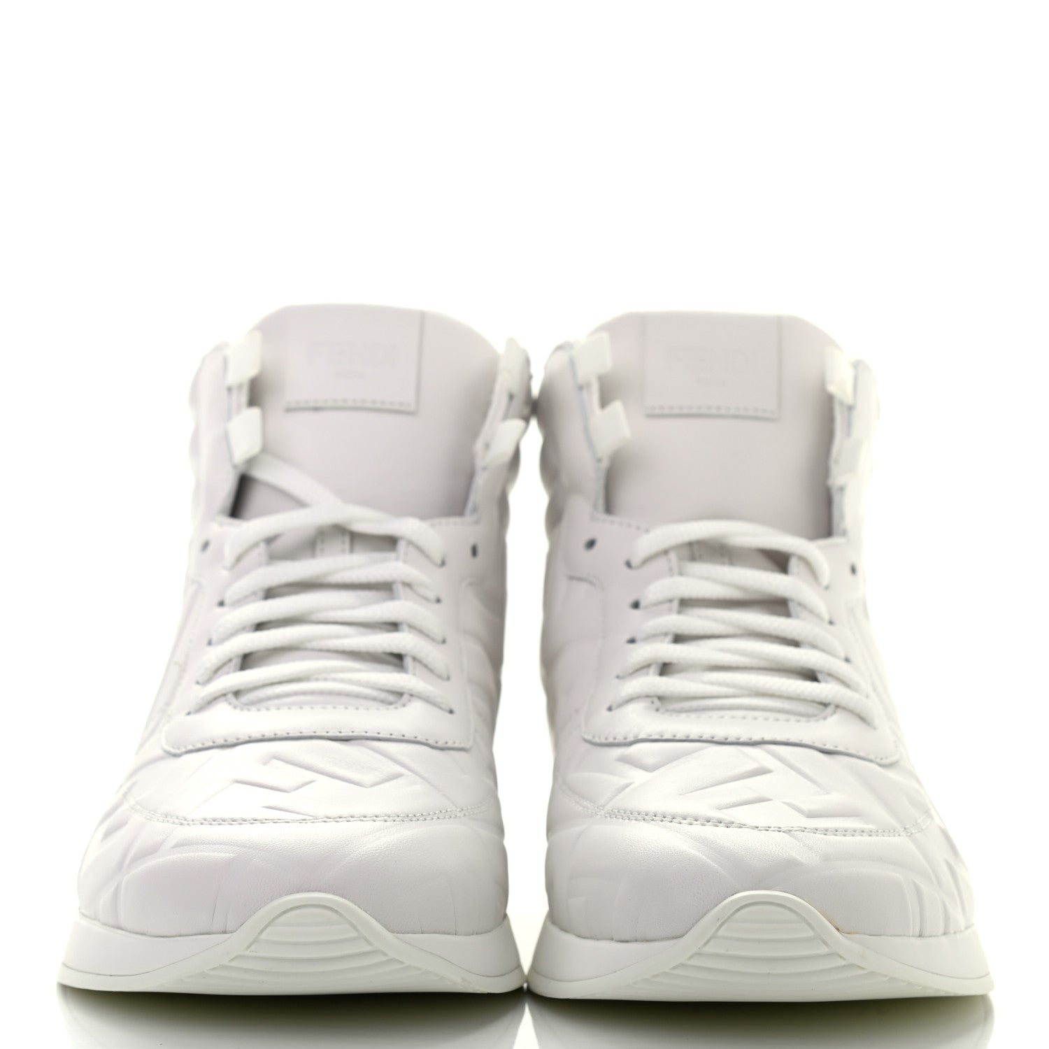 Fendi Nappa Macro FF Embossed Womens High Top Sneakers 39 White Ice 2 of 8
