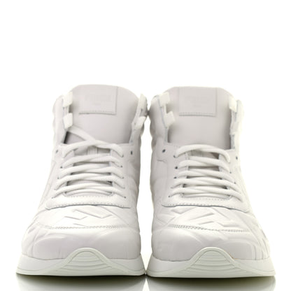 Fendi Nappa Macro FF Embossed Womens High Top Sneakers 39 White Ice 2 of 8