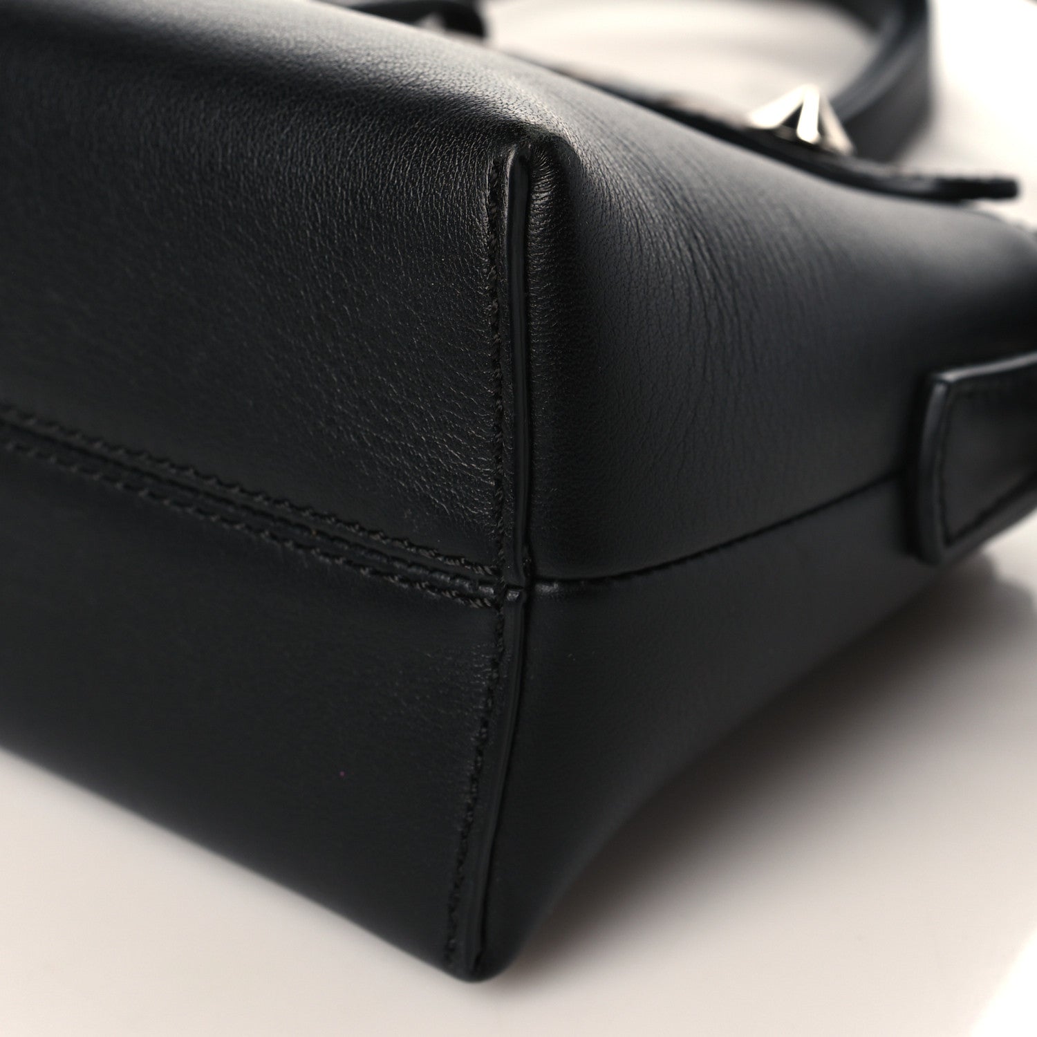 Fendi Vitello Dolce Bi-Color FF 1974 Embossed Mini By The Way Boston Bag Black Maya 9 of 9