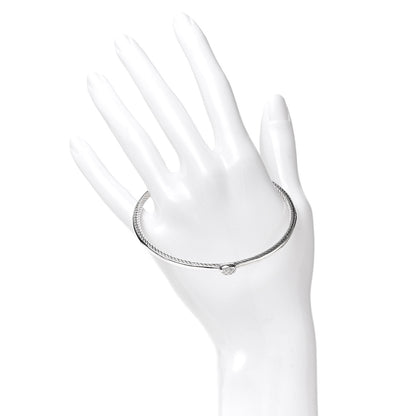 David Yurman Sterling Silver Diamond 3mm Oval Cable Bangle Bracelet 2 of 4