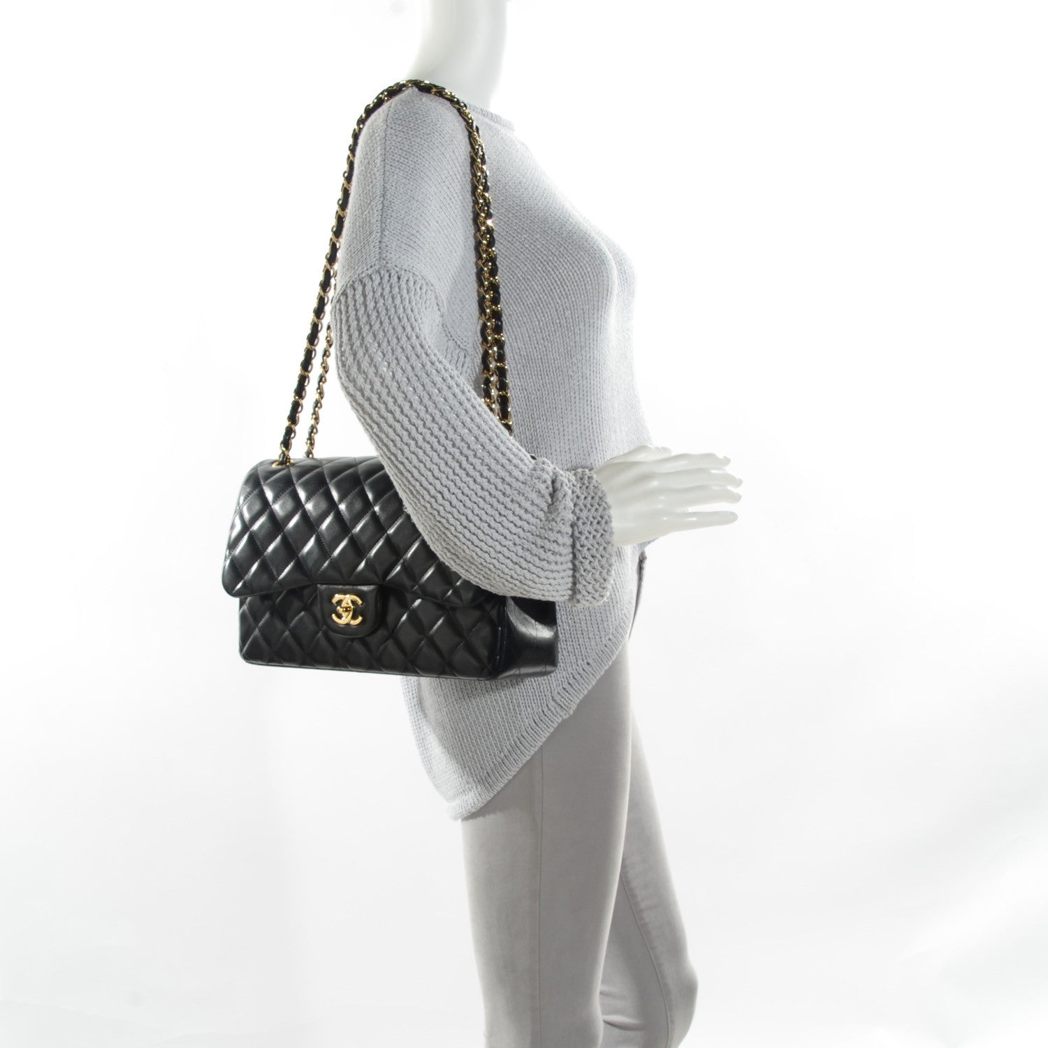 Chanel Lambskin Quilted Jumbo Double Flap Black 2 of 8