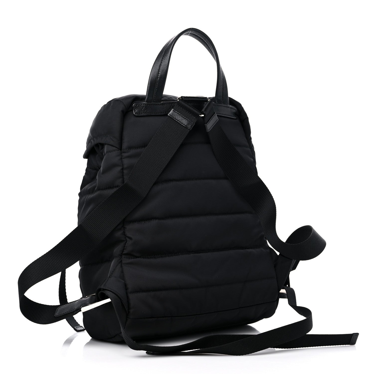 Prada Tessuto Nylon Quilted Double Buckle Backpack Black 3 of 9