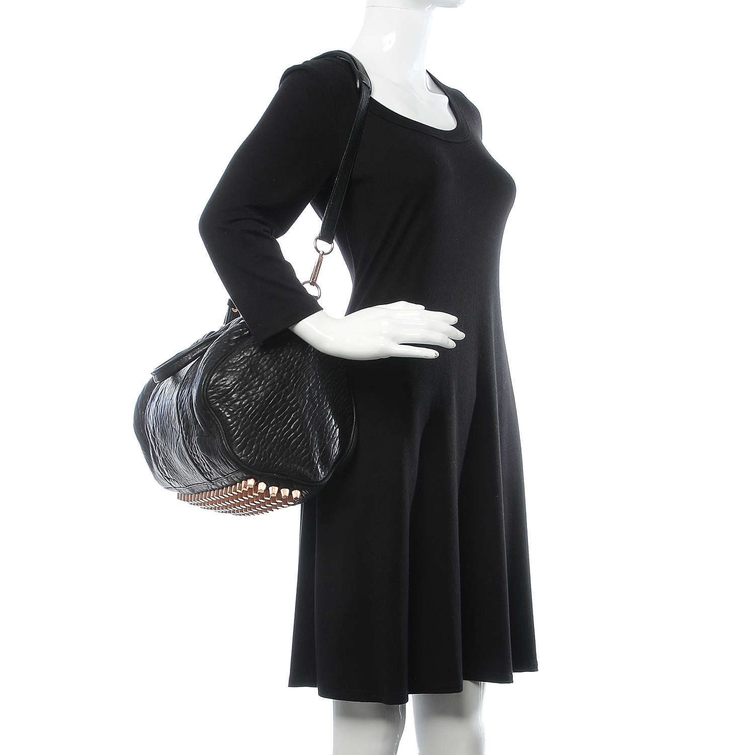 Alexander Wang Pebbled Lambskin Rocco Black Rose Gold Hardware 2 of 7