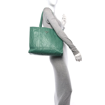 Prada Nappa Antique Tote Green 2 of 10