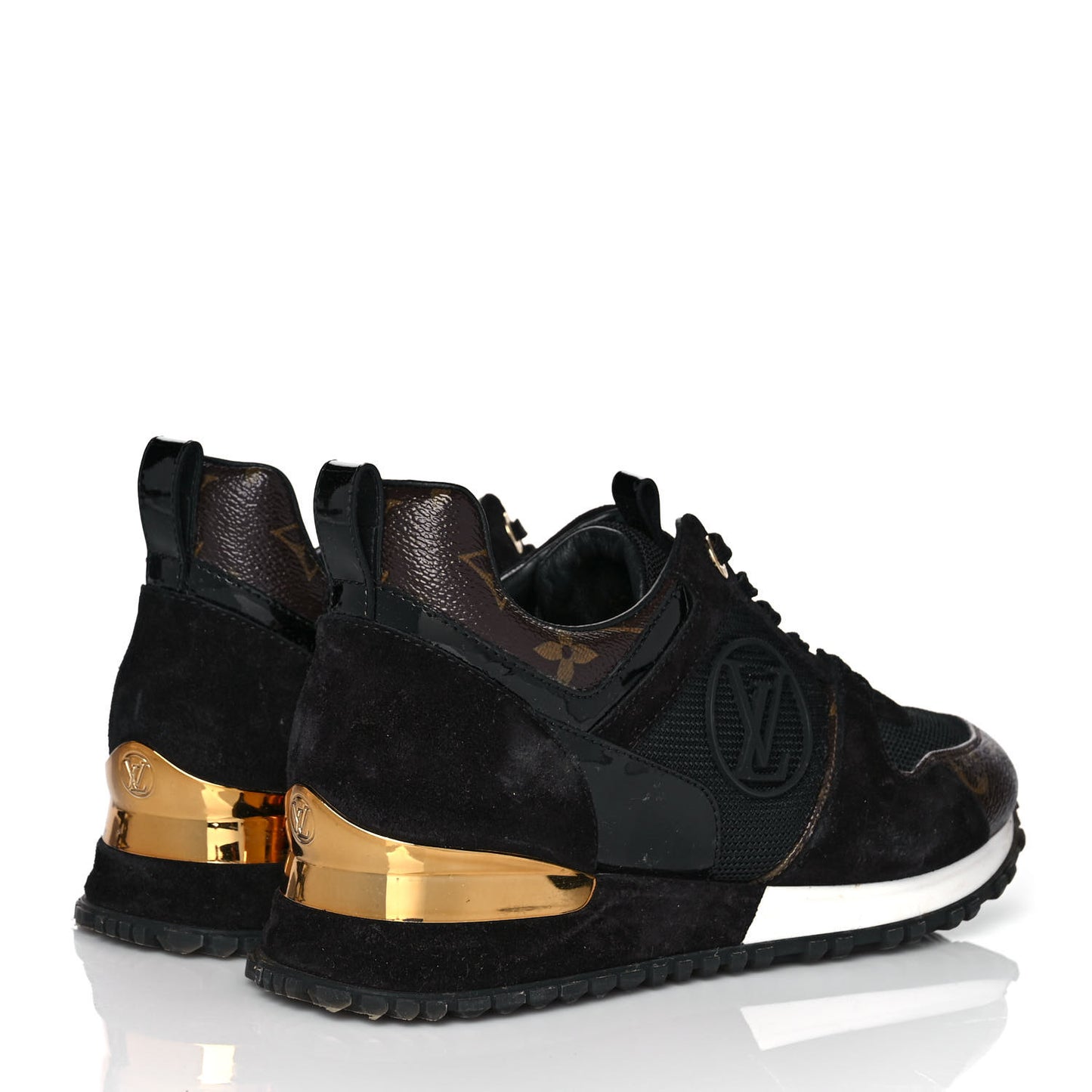 Suede Monogram Run Away Sneakers 36 Black
