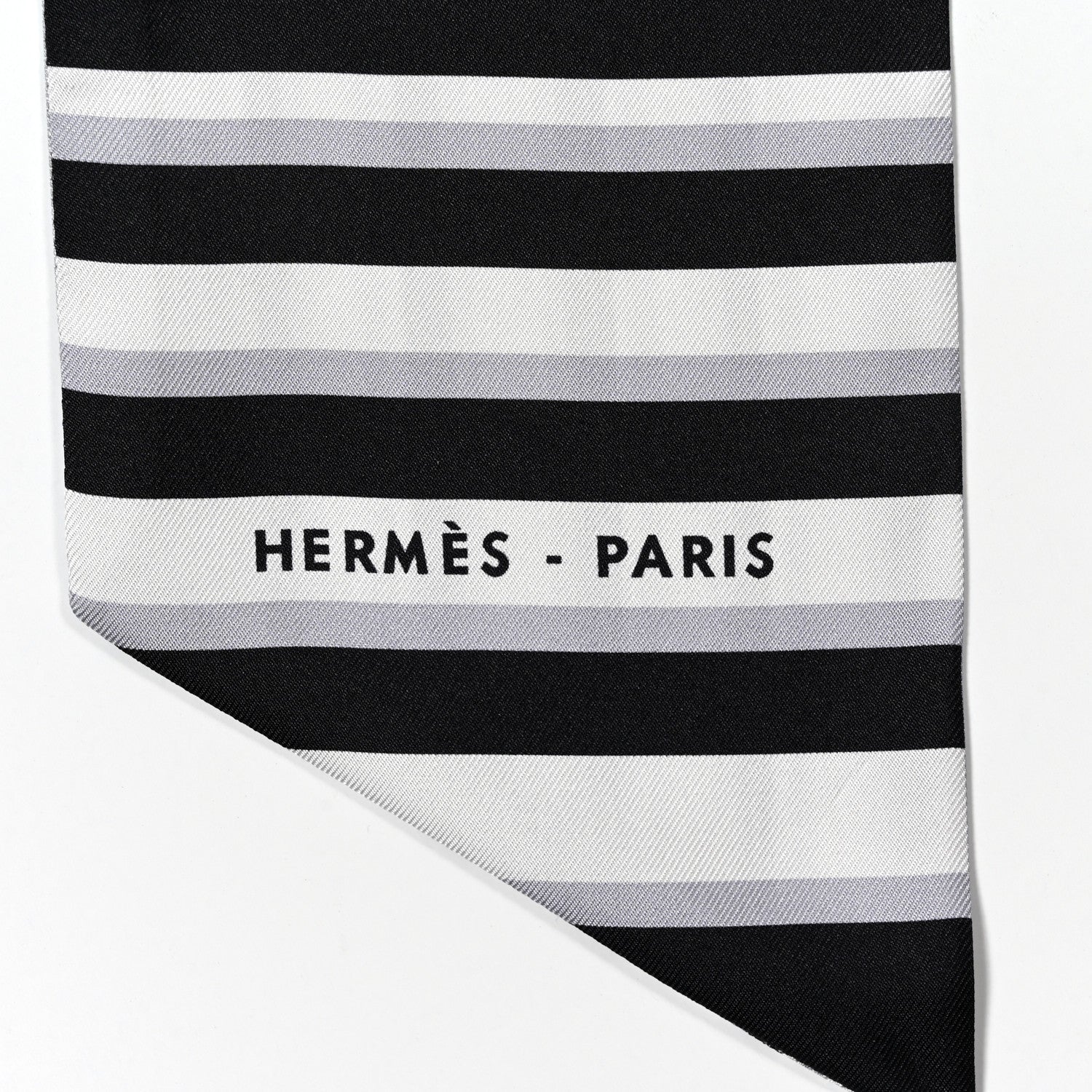 Hermes Silk H Au Galop Maxi Twilly Slim Gris Clair Black 2 of 4