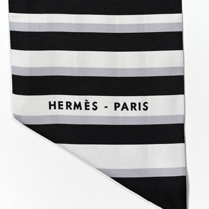 Hermes Silk H Au Galop Maxi Twilly Slim Gris Clair Black 2 of 4