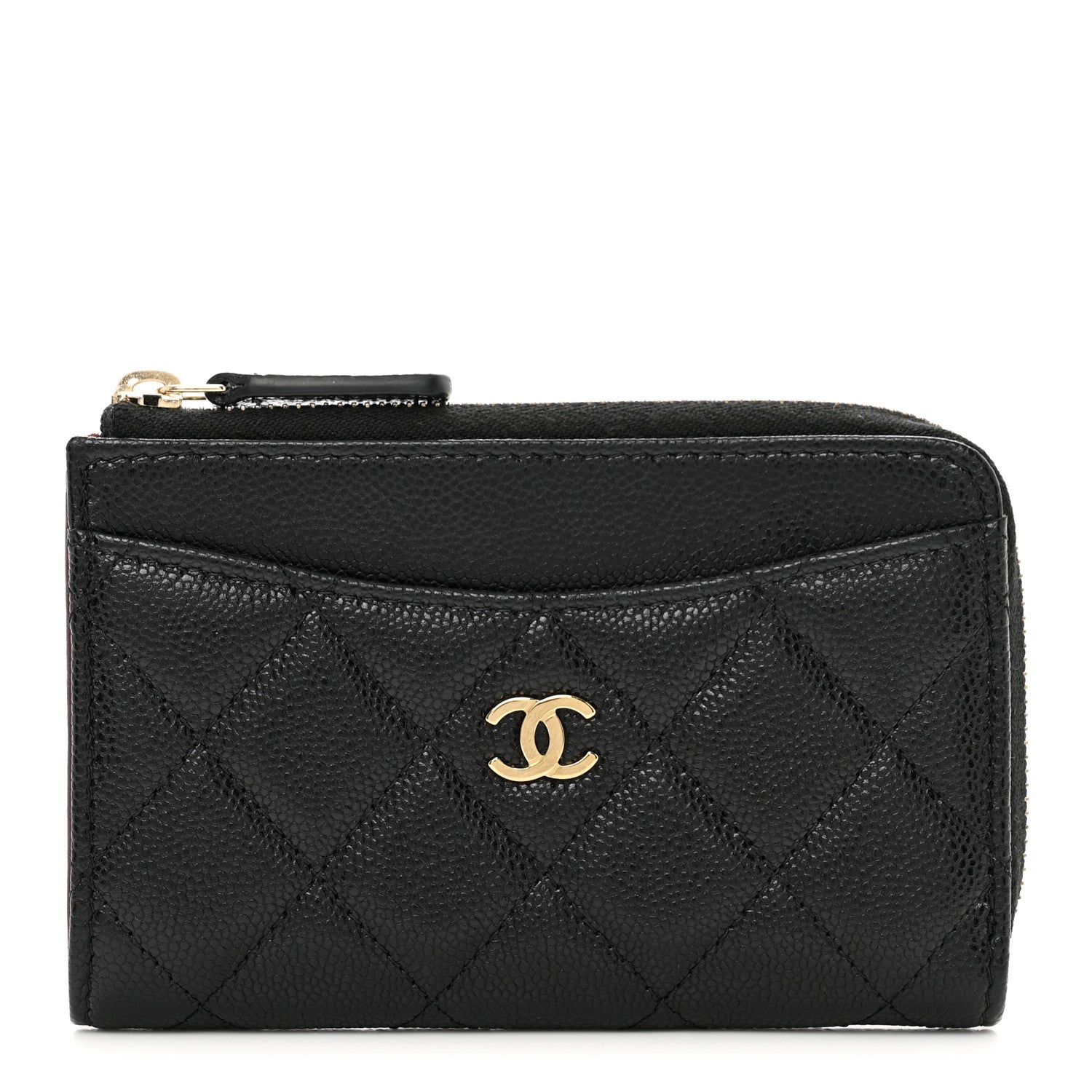 Chanel Caviar Quilted CC Zip Around Card Holder Black 1 of 7