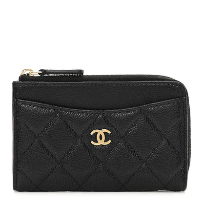 Chanel Caviar Quilted CC Zip Around Card Holder Black 1 of 7