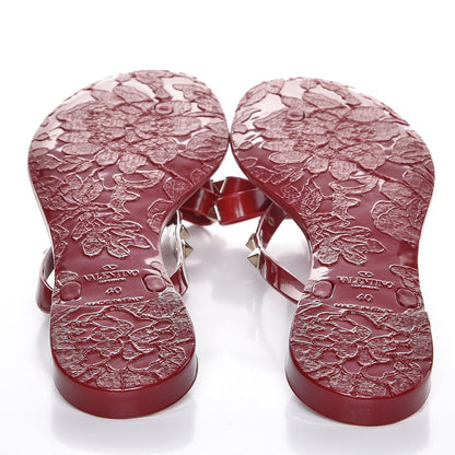 Valentino Garavani PVC Jelly Rockstud Bow Thong Sandals 40 Rubino 5 of 9