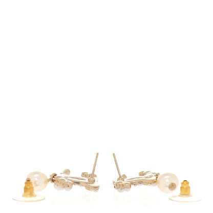 Chanel Crystal Pearl CC Drop Earrings Gold 3 of 5