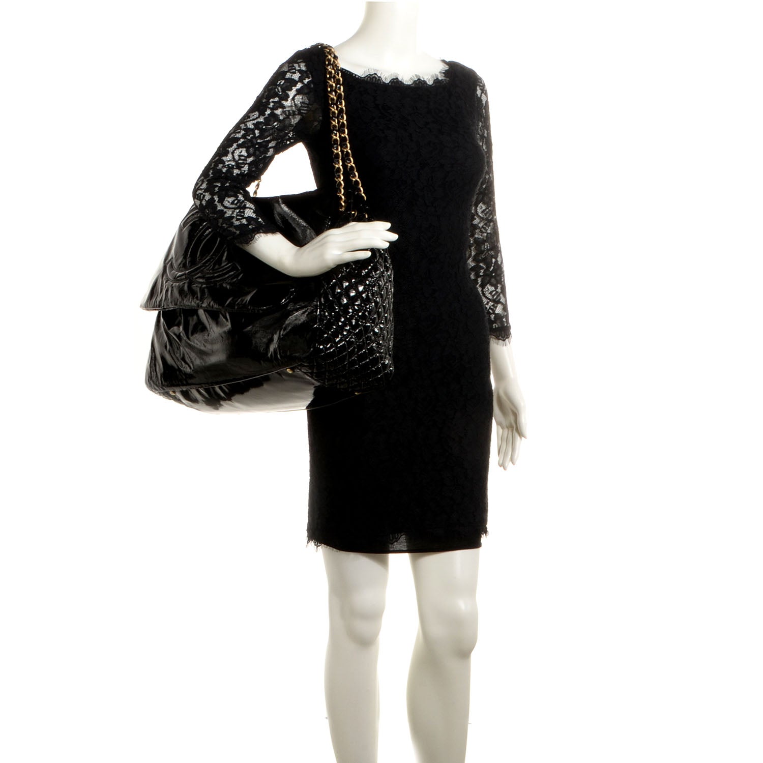 Chanel Vinyl Rock and Chain XL Flap Black 2 of 7