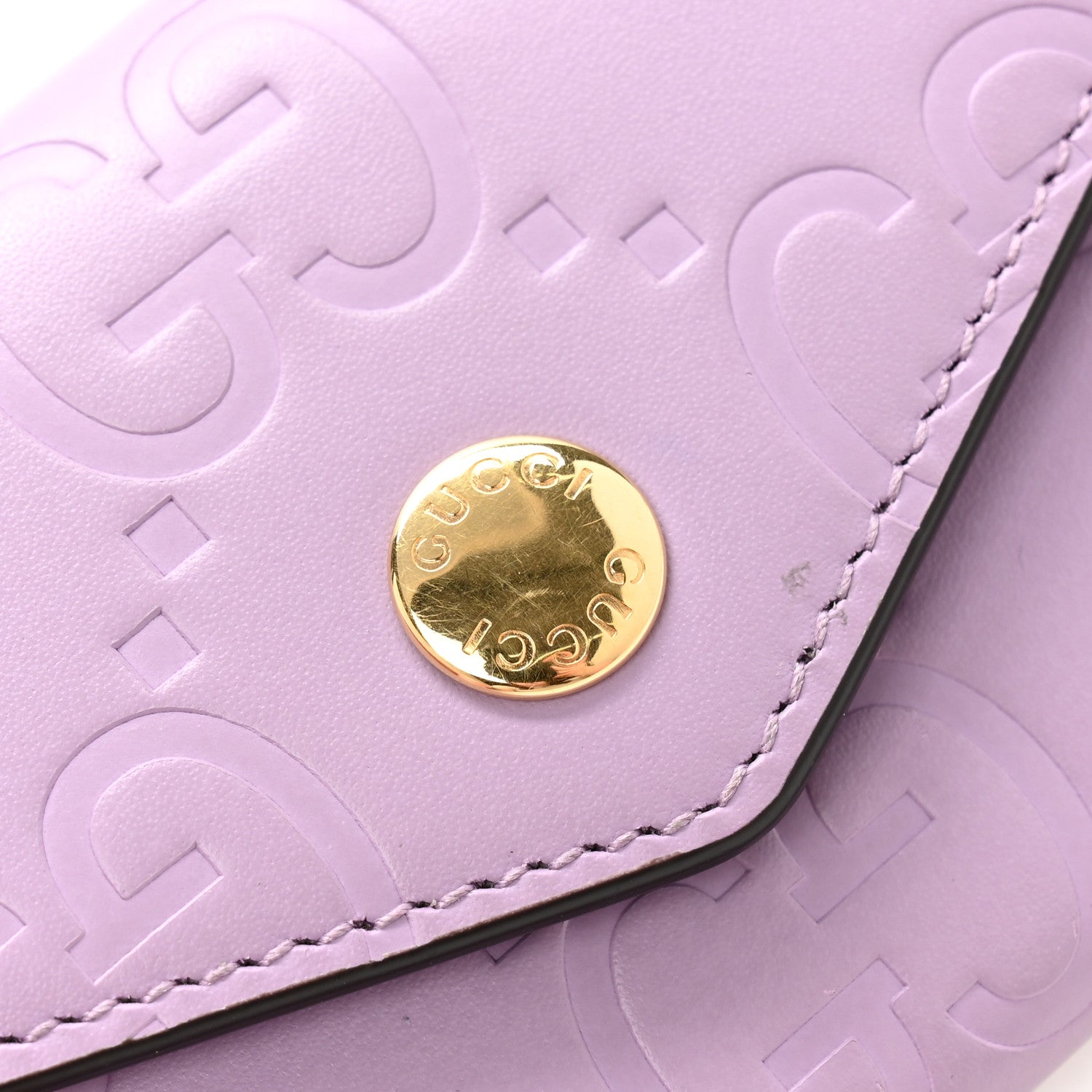 Gucci Calfskin Jumbo GG Embossed Snap Wallet Lilac 7 of 9