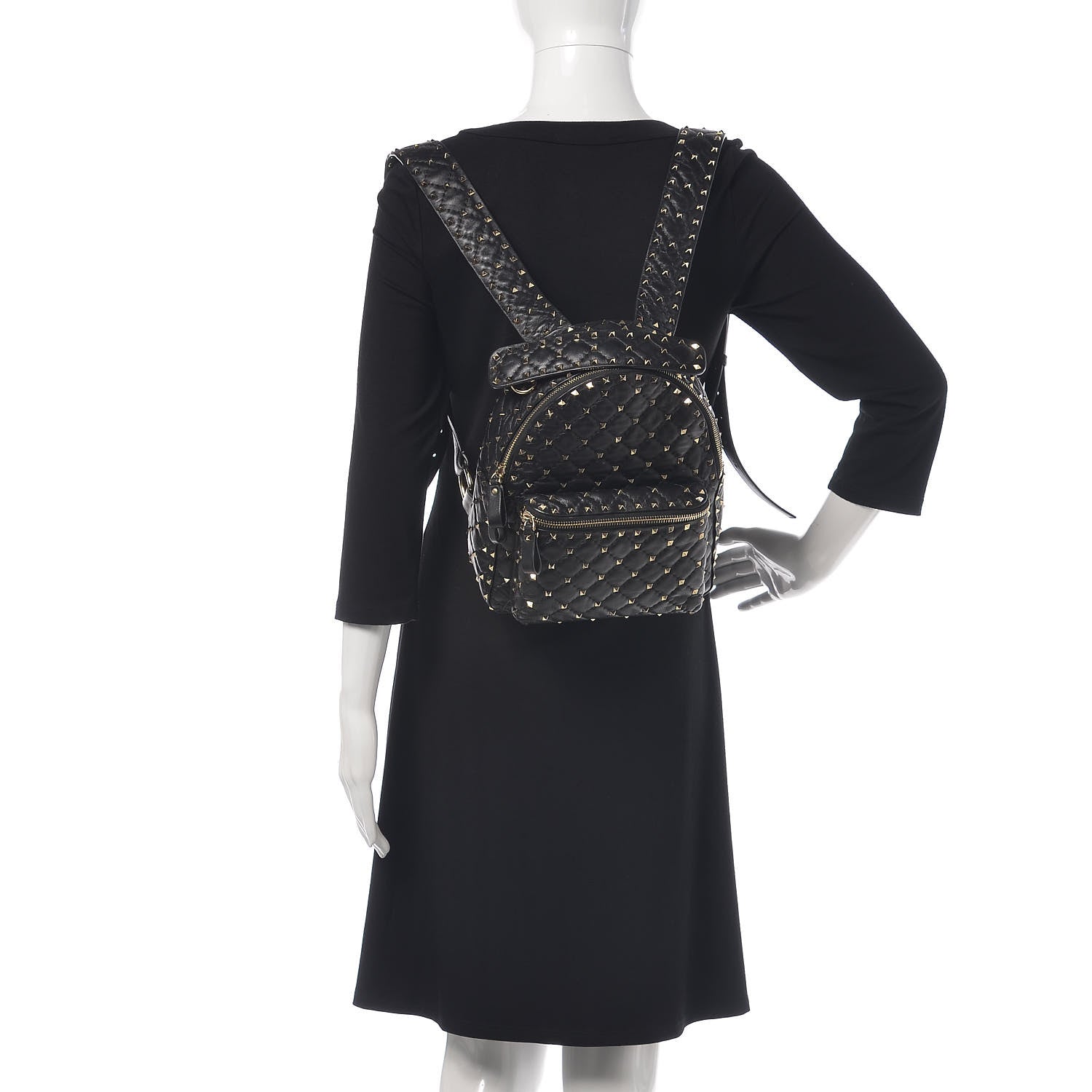 Valentino Garavani Nappa Quilted Small Rockstud Spike Backpack Black 2 of 14