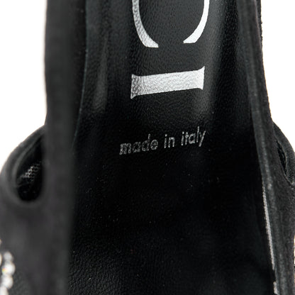 Gucci Tela Retino Kid Scamosciato Crystal GG Monogram Square G 35mm Slingback Pumps 38.5 Black 9 of 10
