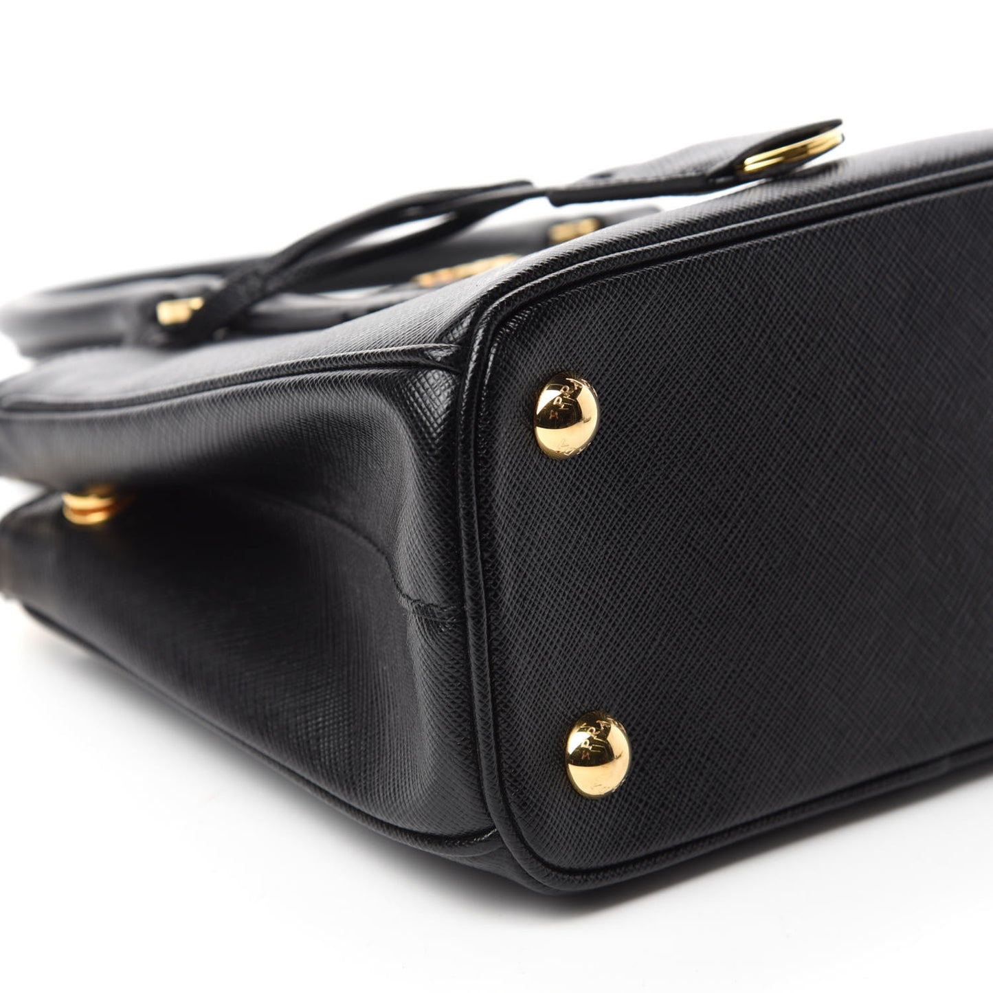 Saffiano Lux Mini Galleria Double Zip Tote Black