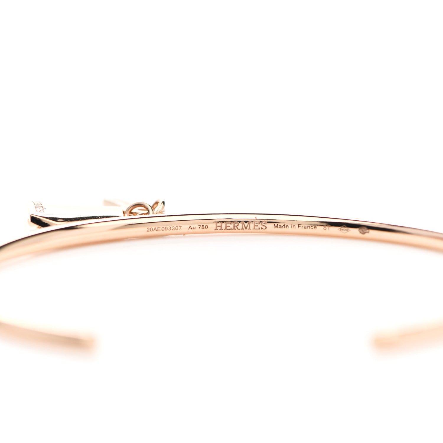 Hermes 18K Rose Gold TPM Kelly Clochette Cuff Bracelet ST 5 of 6