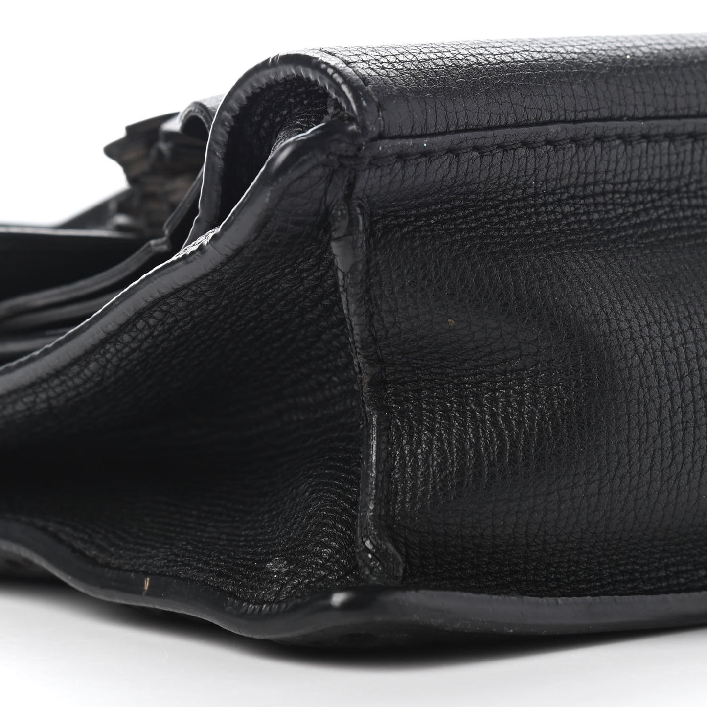 Grainy Calfskin Broguing Tassel Macken Crossbody Bag Black